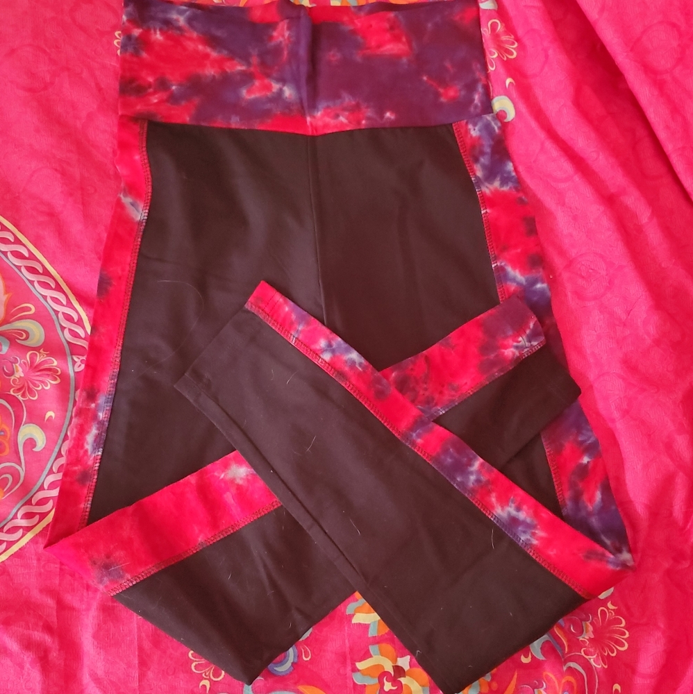 NWOT Shining Shakti Tie Dye Leggings and Black
